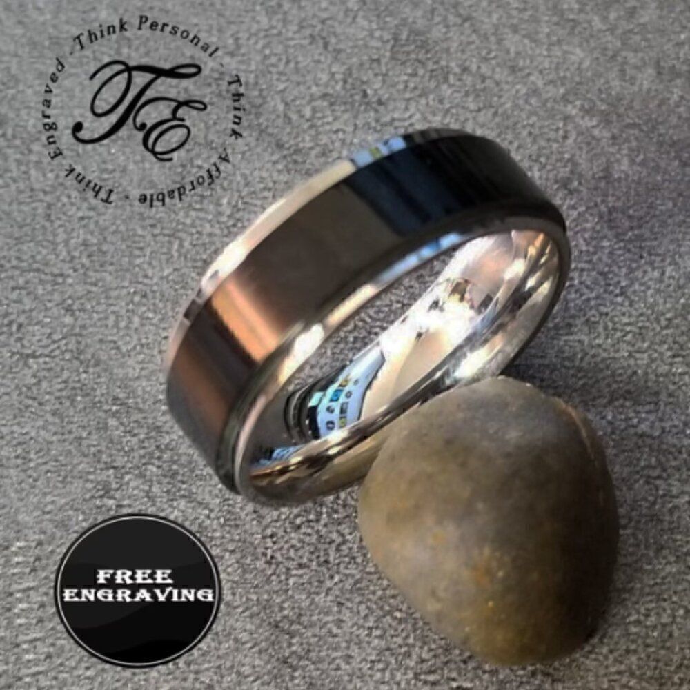 Personalized Engraved Mens Black Spinner Promise Ring - Mens Fidget Spinner Ring